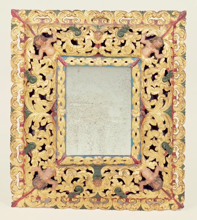 Specchio intagliato e dipinto di Carlo II da Unbekannt Unbekannt