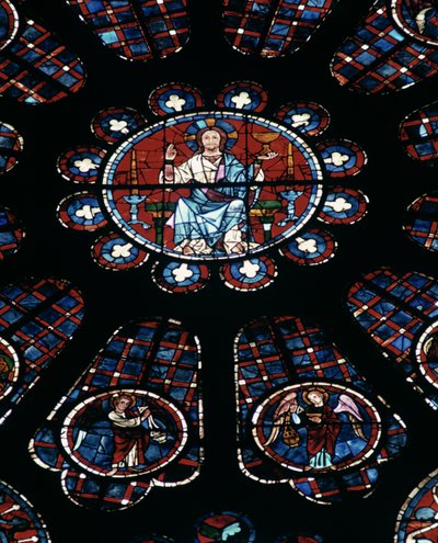 Cristo in Maestà; rosone sud, c.1226 da Unbekannt Unbekannt