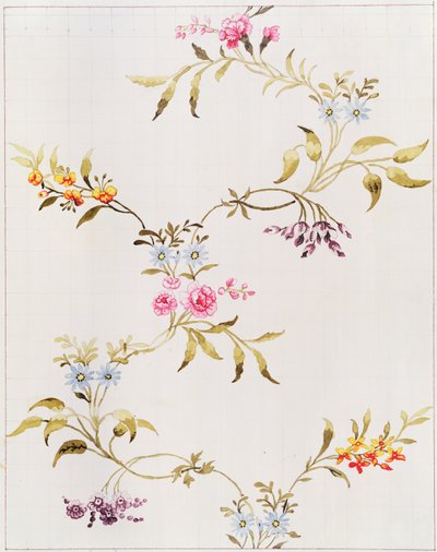 Design floreale di garofani e rose per un materiale di seta da tessere a Spitalfields, di Anna Maria Garthwaite (1690-1763), 1744 da Unbekannt Unbekannt