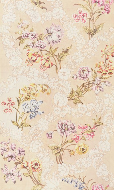 Design floreale con peonie, gigli e rose per seta di Spitalfields, di Anna Maria Garthwaite (1690-1763), 1744 da Unbekannt Unbekannt