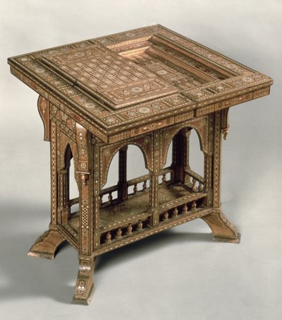 Tavolo da gioco, con elaborati intarsi in avorio ed ebano, indo-portoghese, c.1830 da Unbekannt Unbekannt