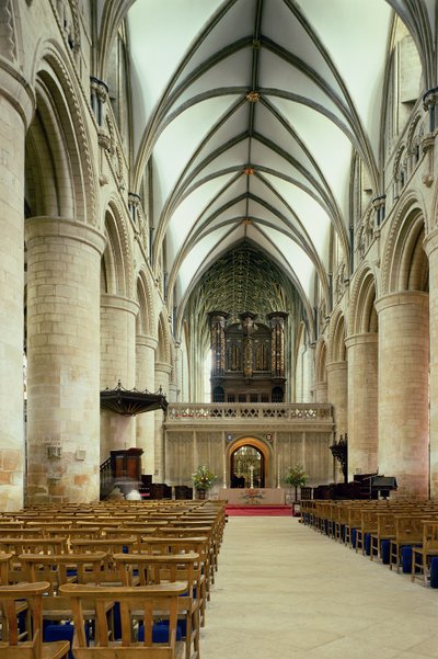 Interno della navata, Cattedrale di Gloucester, Gloucestershire, inizio 12° secolo da Unbekannt Unbekannt