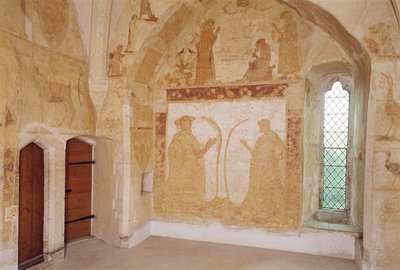 Interno che mostra pitture murali, Torre di Longthorpe, Cambridgeshire da Unbekannt Unbekannt