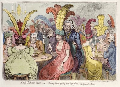 La rotta di Lady Godiva - o - Peeping Tom che spia Pope Joan, cartone satirico sulla modestia alla moda da Unbekannt Unbekannt