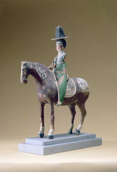 Cavaliere donna, Astana, VII secolo (stucco) da Unbekannt Unbekannt