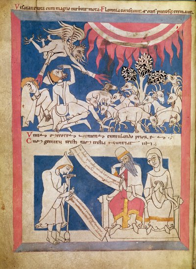 Latin 7253 15 675, f.4v: Giobbe messo alla prova da Dio da Unbekannt Unbekannt