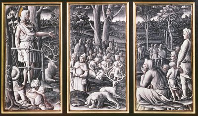 Trittico di Limoges di San Giovanni Battista che predica nel deserto, XVI secolo da Unbekannt Unbekannt