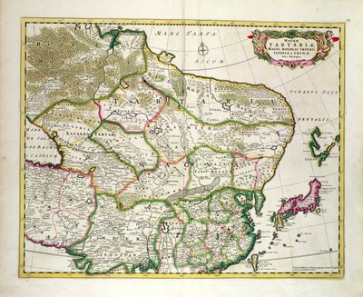 Mappa della Mongolia che mostra parte della Russia, Giappone e Cina, c.1680, di Frederick de Wit da Unbekannt Unbekannt