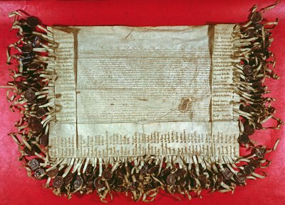 Lettera medievale di protesta della nobiltà boema contro il trattamento del Concilio di Costanza verso Jan Hus (c.1369-1415), 1415-16 da Unbekannt Unbekannt