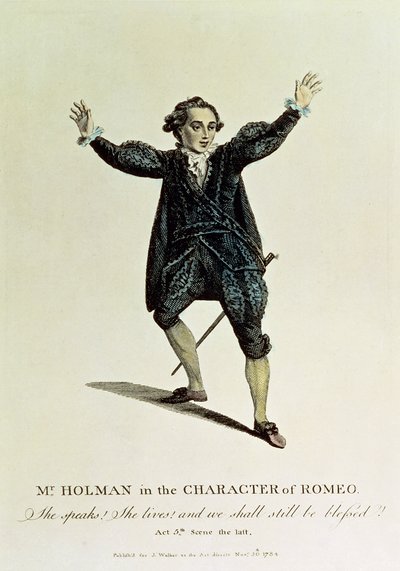 Mr Holman nel ruolo di Romeo, pub. 1784 da Unbekannt Unbekannt
