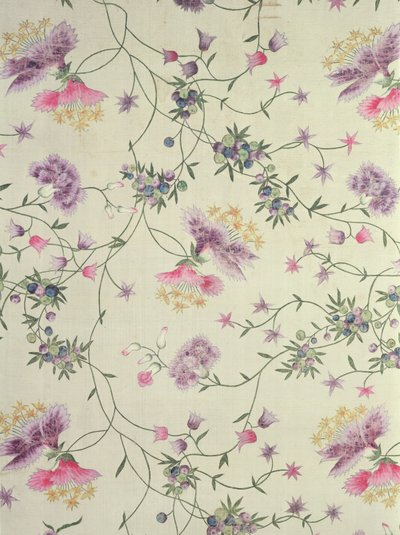 Materiale dipinto con fiori naturalistici da Unbekannt Unbekannt