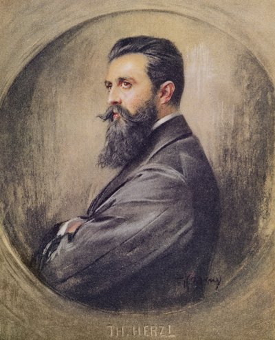 Ritratto di Theodor Hertzl (pastello su carta) da Unbekannt Unbekannt