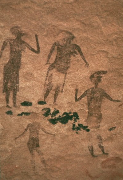 Pittura rupestre di uomini e donne da Jabbaren VII-I secolo a.C. da Unbekannt Unbekannt
