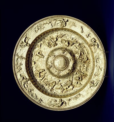 Bacino in argento dorato, sbalzato, cesellato e inciso, francese, c.1560-83 da Unbekannt Unbekannt