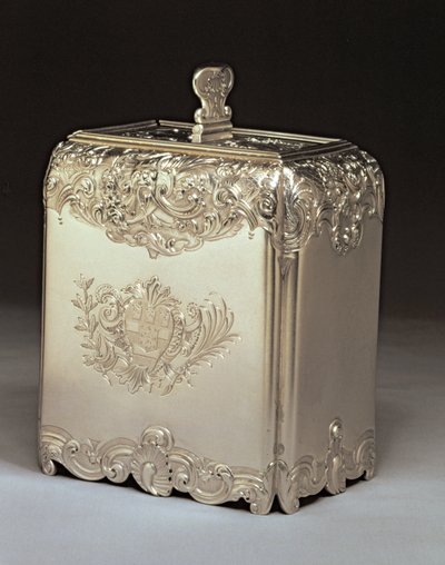 Scatola da tè in argento di Paul de Lamerie da Unbekannt Unbekannt