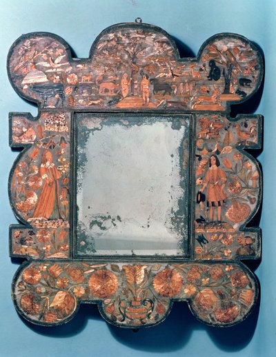 Cornice per specchio in paglia, 1670-80 da Unbekannt Unbekannt