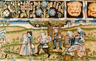 Mantovana di arazzo con scene di caccia, inglese, inizio XVII secolo da Unbekannt Unbekannt