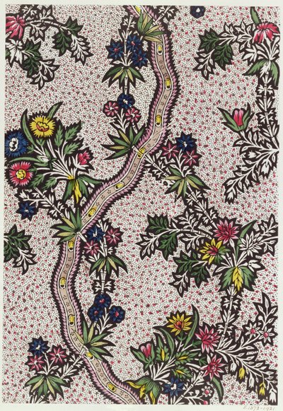 Design tessile di forme vegetali e nastri serpentinati, c.1770 da Unbekannt Unbekannt