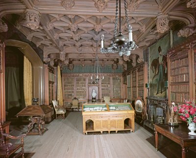 La Biblioteca, Abbotsford House, Melrose, ricostruita c.1822 da Unbekannt Unbekannt