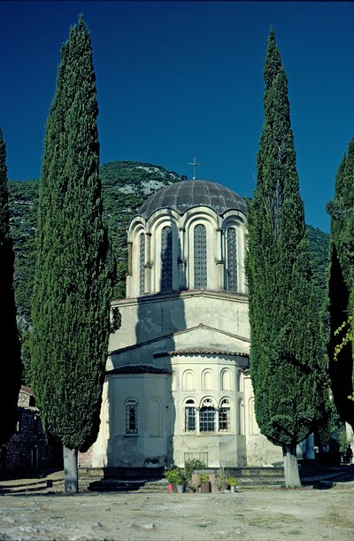Veduta della Nea Moni, metà dell
