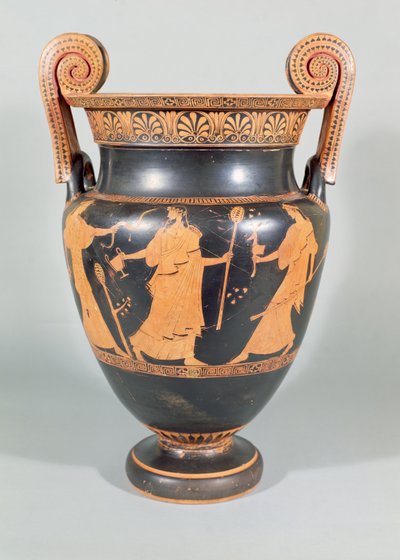 Cratere a volute, scena dionisiaca che mostra lo smembramento rituale di un animale selvatico, Attico, 450-425 a.C. da Unbekannt Unbekannt