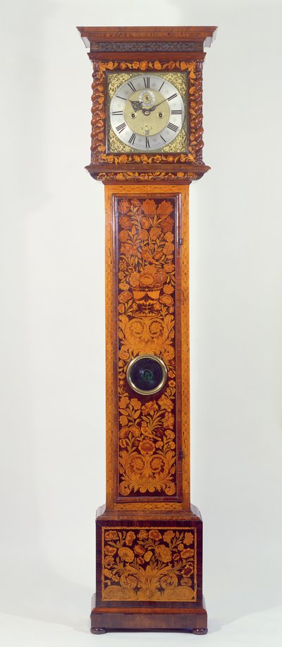 Orologio a pendolo in noce con intarsi, di Daniel Quare (1649-1712) da Unbekannt Unbekannt