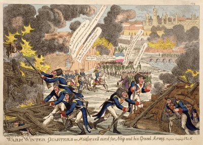 Quartieri invernali caldi o Mosca ben arieggiata per Napoleone e il suo Grande Esercito di Williams, da una serie intitolata la Campagna Russa maggio 1813 da Unbekannt Unbekannt