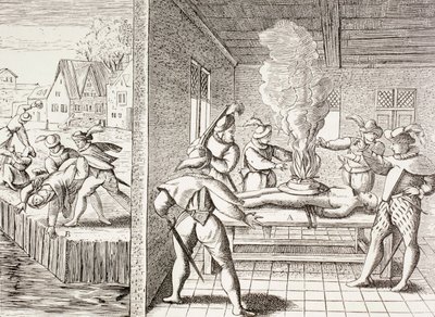 Propaganda del XVI secolo che illustra la violenza dei Gueux contro i cattolici, da 