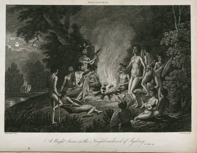 Scena notturna nei dintorni di Sydney, Australia, c. 1798 da Unbekannt