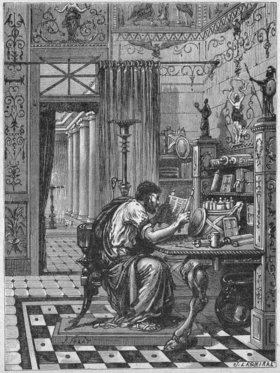 Un romano nella sua biblioteca, c.1880 da Unbekannter Künstler