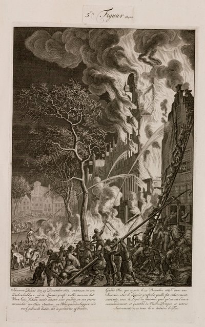 Incendio in una raffineria di zucchero, Amsterdam, Olanda, 29 dicembre 1669 da Unbekannt