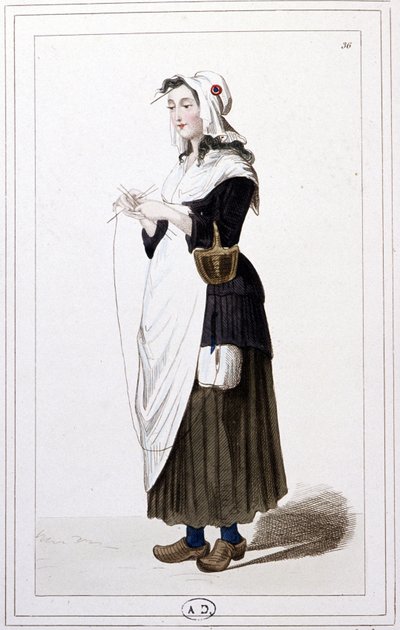 Una magliaia della ghigliottina nel 1793. c.1810 (incisione) da Unbekannter Künstler