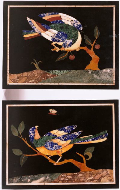 Coppia di pannelli in pietra dura fiorentina raffiguranti uccelli da Unbekannt