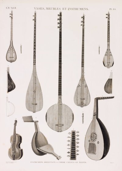 Una serie di illustrazioni di strumenti musicali da Unbekannt