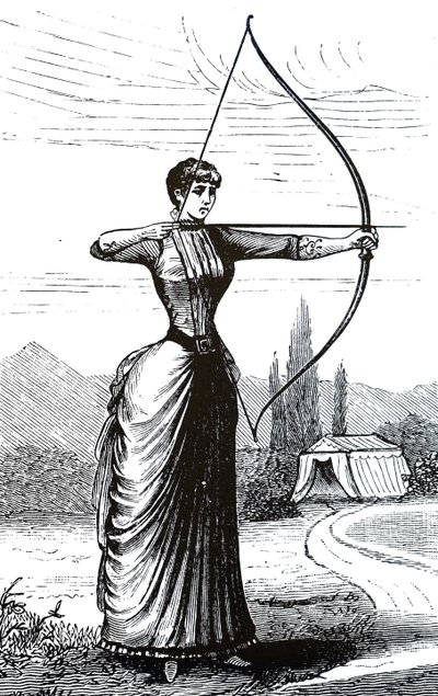 Una giovane donna che pratica il tiro con l