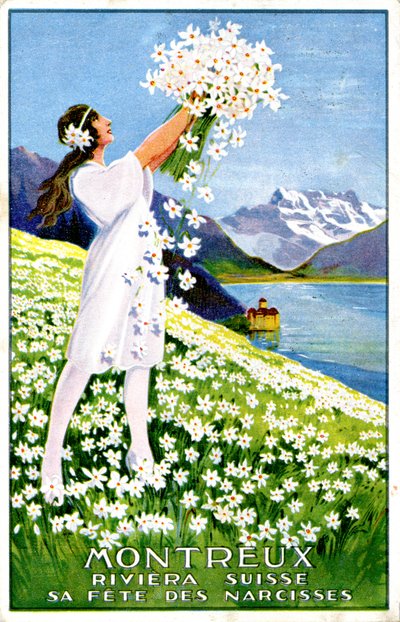 Pubblicità per il Festival del Narciso di Montreux da Unbekannter Künstler