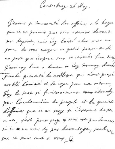Lettera affettuosa di Carlo II a sua sorella, Enrichetta Anna, scritta in francese a Canterbury, il giorno dopo il suo arrivo a Dover, 26 maggio da Unbekannt