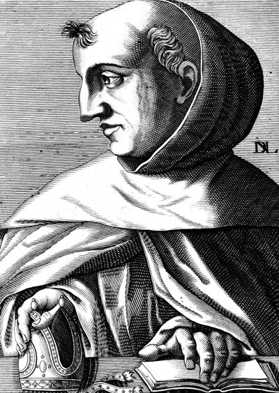 Alberto Magno (1193/1206-1280) monaco domenicano tedesco, scienziato, filosofo e teologo, incisione da Unbekannter Künstler