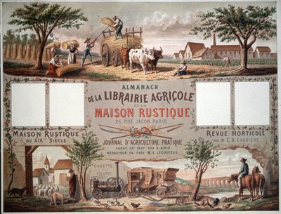 Almanacco che illustra metodi tradizionali e moderni di agricoltura. c.1870-80 (litografia a colori) da Unbekannter Künstler