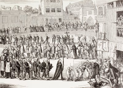 Un Auto-da-fé, o Atto di Fede, processione in Spagna, dopo un