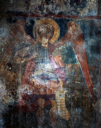 Angelo, affresco nella chiesa bizantina di Agios Constantinos e Agia Eleni, Voukolies, Creta, Grecia (foto) da J.B. and Brown J. Rowbotham
