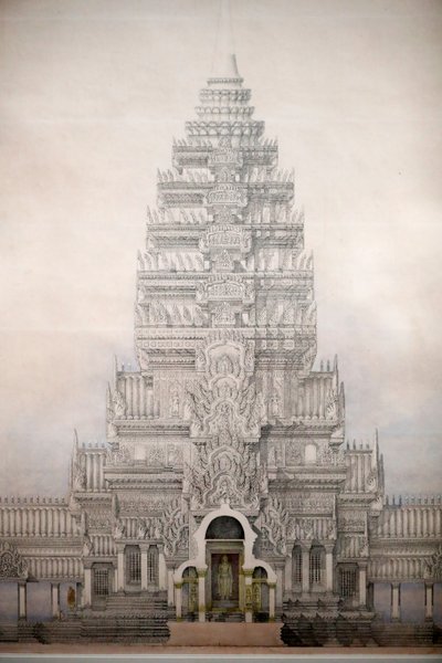 Museo delle Civiltà Asiatiche, Angkor, Esplorando la città sacra della Cambogia, Vista frontale dei primi tre recinti di Angkor Wat, Louis Delaporte, Cambogia da Unbekannt