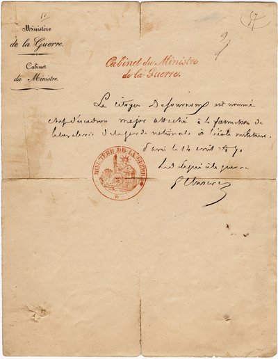 Lettera autografa del delegato alla guerra Gustave Paul Cluseret durante la Comune di Parigi. Dim. 10,7x6,8 cm 1871 da Unbekannt