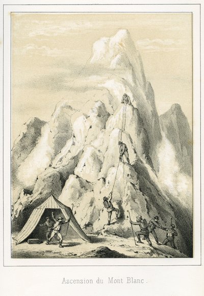 Valanga sul Monte Bianco che ha causato la morte di tre guide. Incisione “Cielo Terra e Mare” di R. Delasalle, circa 1860 da Unbekannt