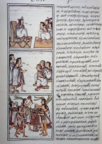 Società azteca, Libro IV del Codice Fiorentino, Versione bilingue in spagnolo e nahuatl, Storia generale delle cose della Nuova Spagna (Historia general de las cosas de Nueva Espana), Civiltà azteca da Benjamin Baud