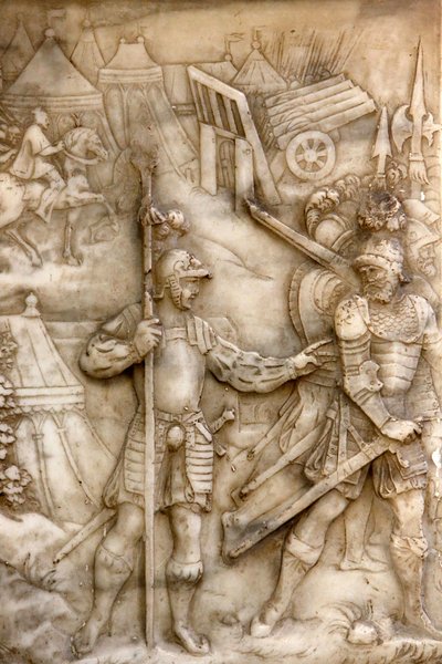 Basilica di Saint-Denis, Tomba di Francesco I re di Francia e Claudia di Francia, Basso rilievo della Fondazione, Rappresentazione dell