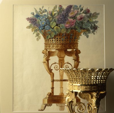Cesto di fiori con leoni, disegno di Garneray circa 1800 da Unbekannt