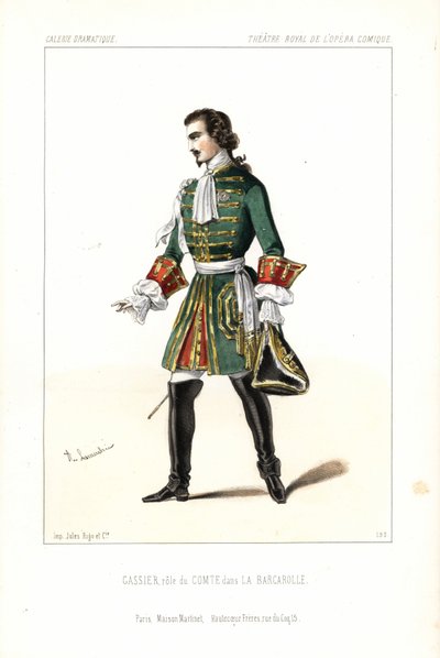 Edouard Gassier nel ruolo del Conte in La Barcarolle di Auber, Opera Comique da Unbekannter Künstler