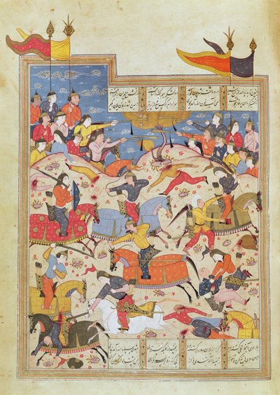 Scena di battaglia, illustrazione dallo "Shahnama" da Unbekannt