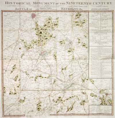Mappa della Battaglia di Waterloo da Unbekannter Künstler